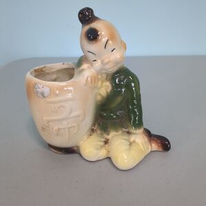 Vintage Original Royal Copley Vase Oriental Chinese Child Green Figurine…